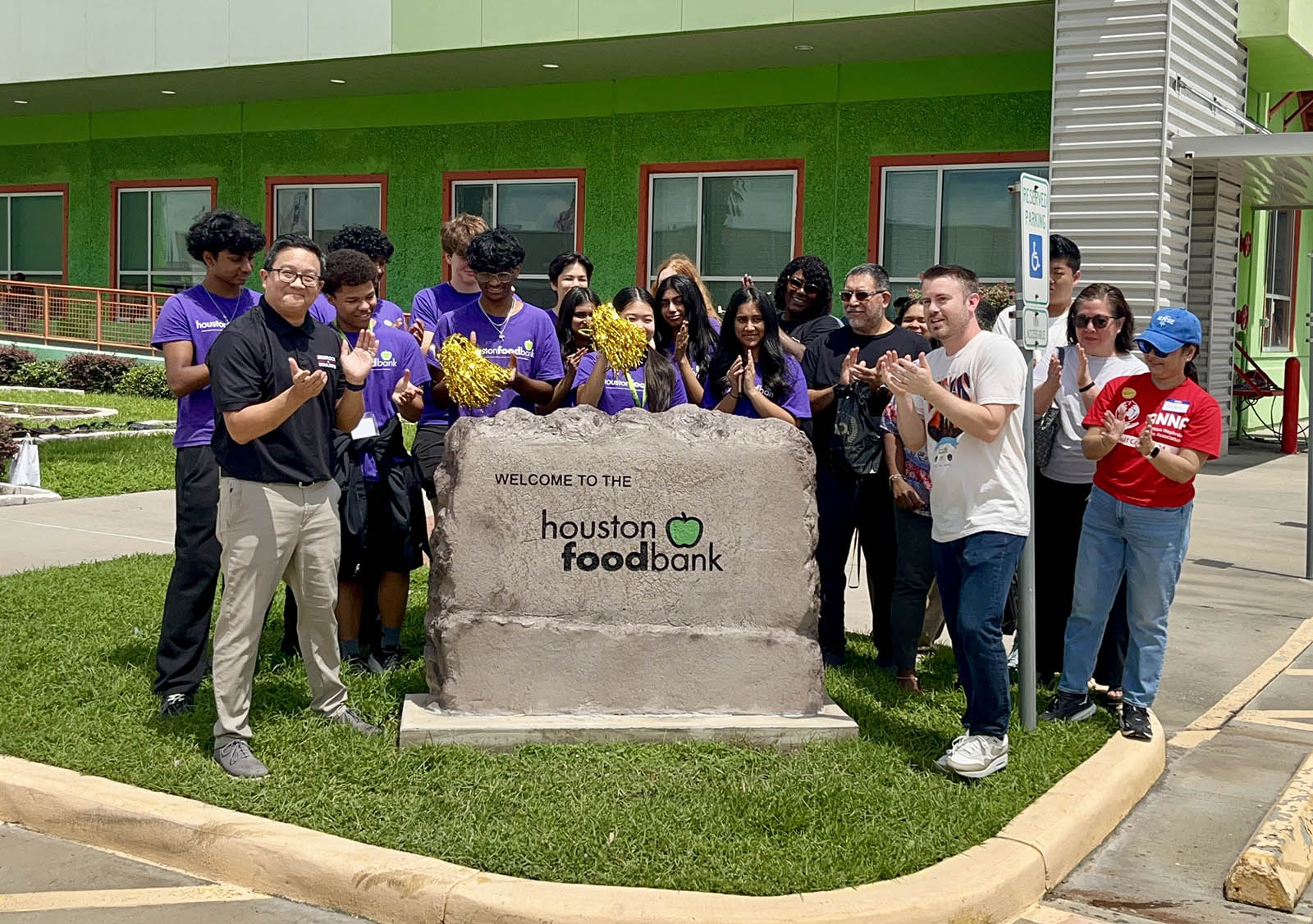 Custom commercial sign made of cultured stone in Houston by Bedrock Boulders