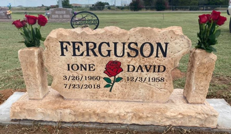 Custom headstone made of cultured stone in Houston by Bedrock Boulders