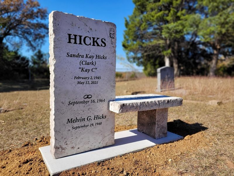 Custom headstone made of cultured stone in Houston by Bedrock Boulders