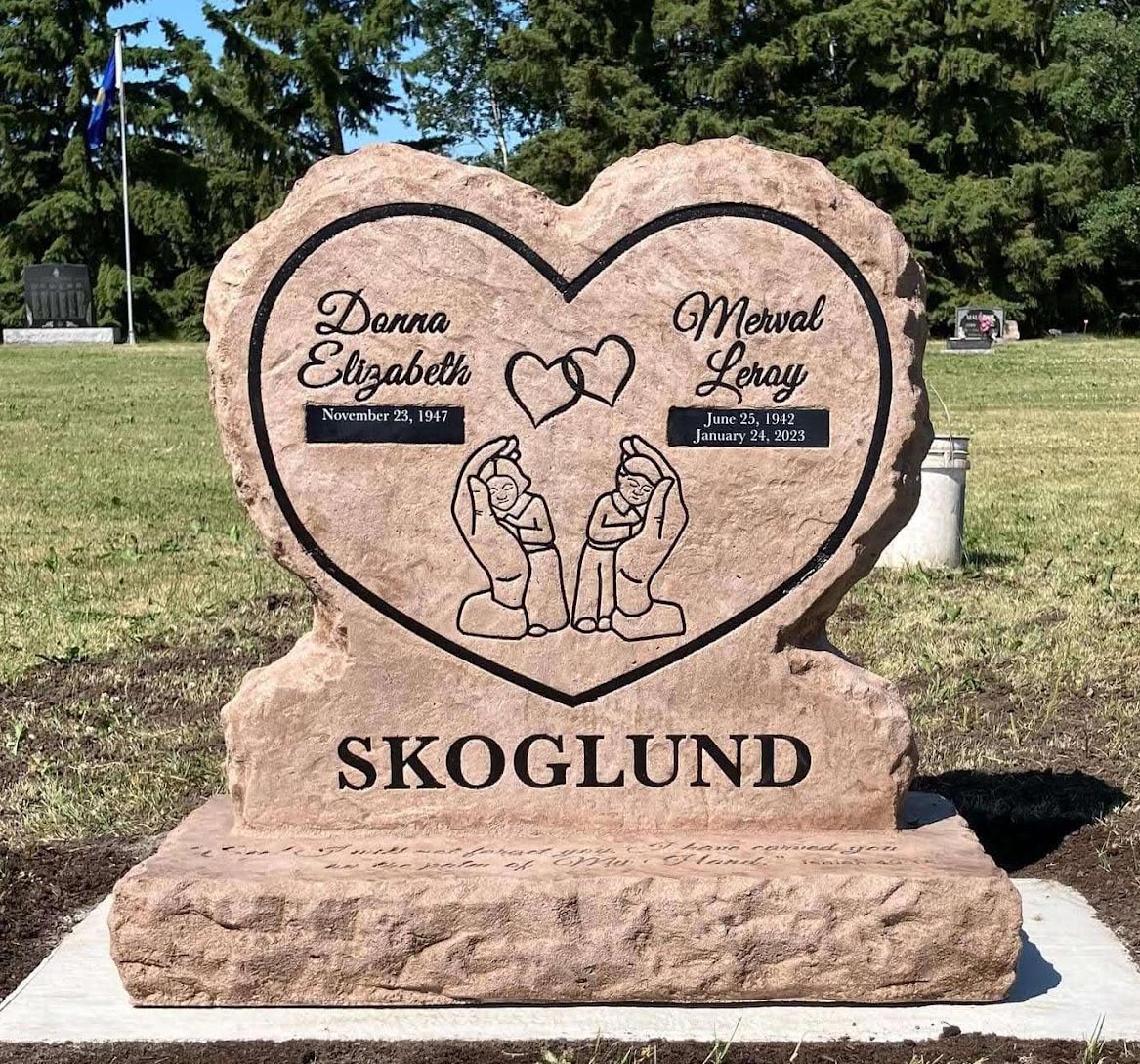 Custom headstone made of cultured stone in Houston by Bedrock Boulders