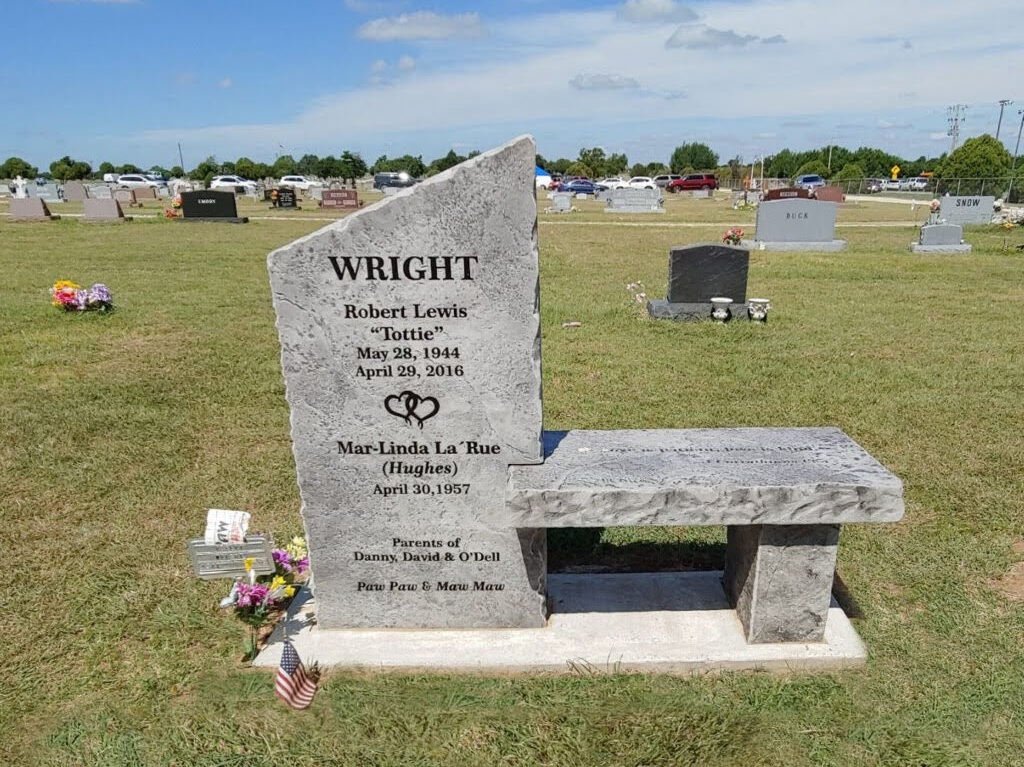 Custom headstone made of cultured stone in Houston by Bedrock Boulders