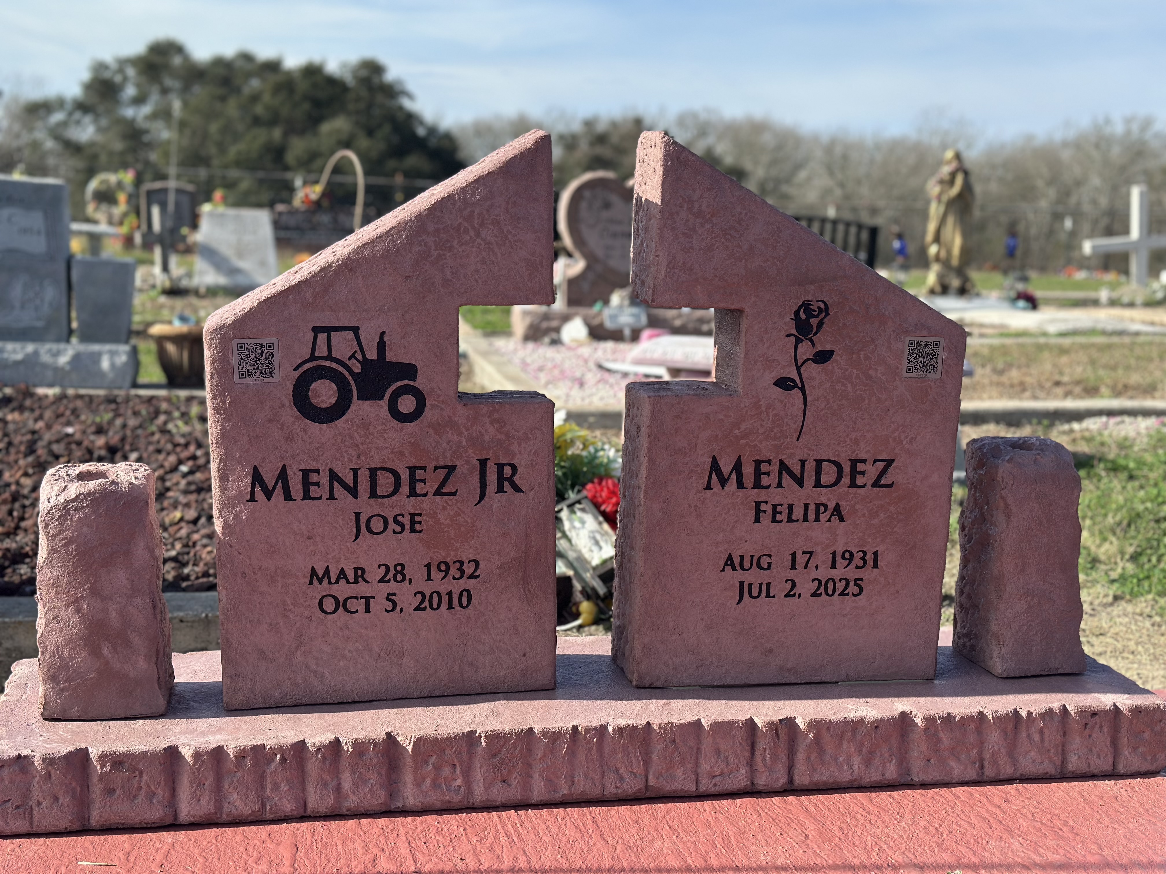 Custom headstone made of cultured stone in Houston by Bedrock Boulders