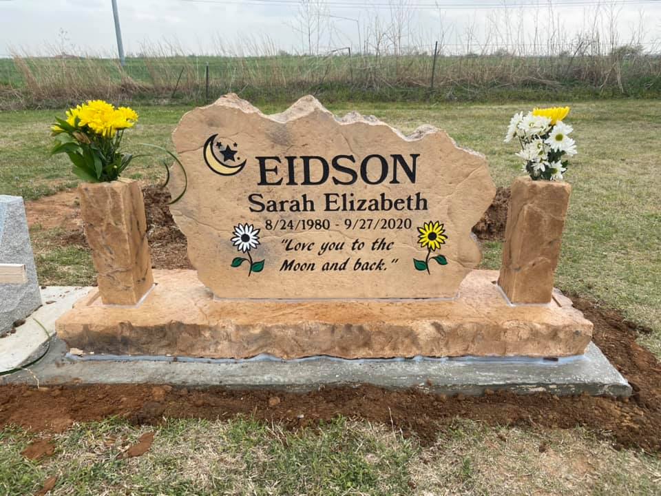 Custom headstone made of cultured stone in Houston by Bedrock Boulders
