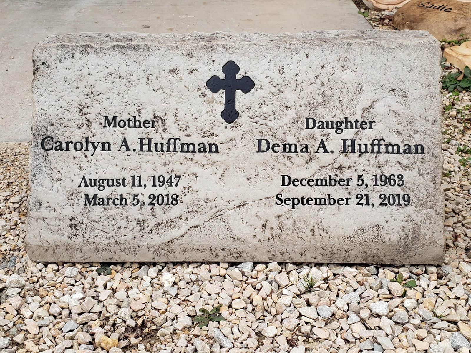 Custom headstone made of cultured stone in Houston by Bedrock Boulders