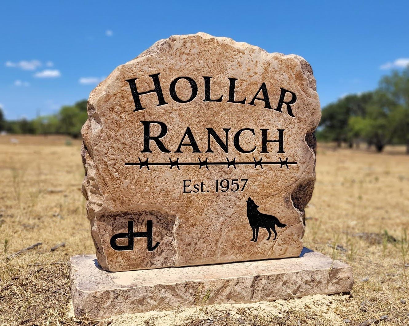 Ranch entrance boulder